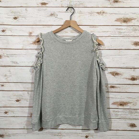 Caslon Ruffle Trim Cold Shoulder Sweatshirt - Gray - Small - Picture 8 of 16